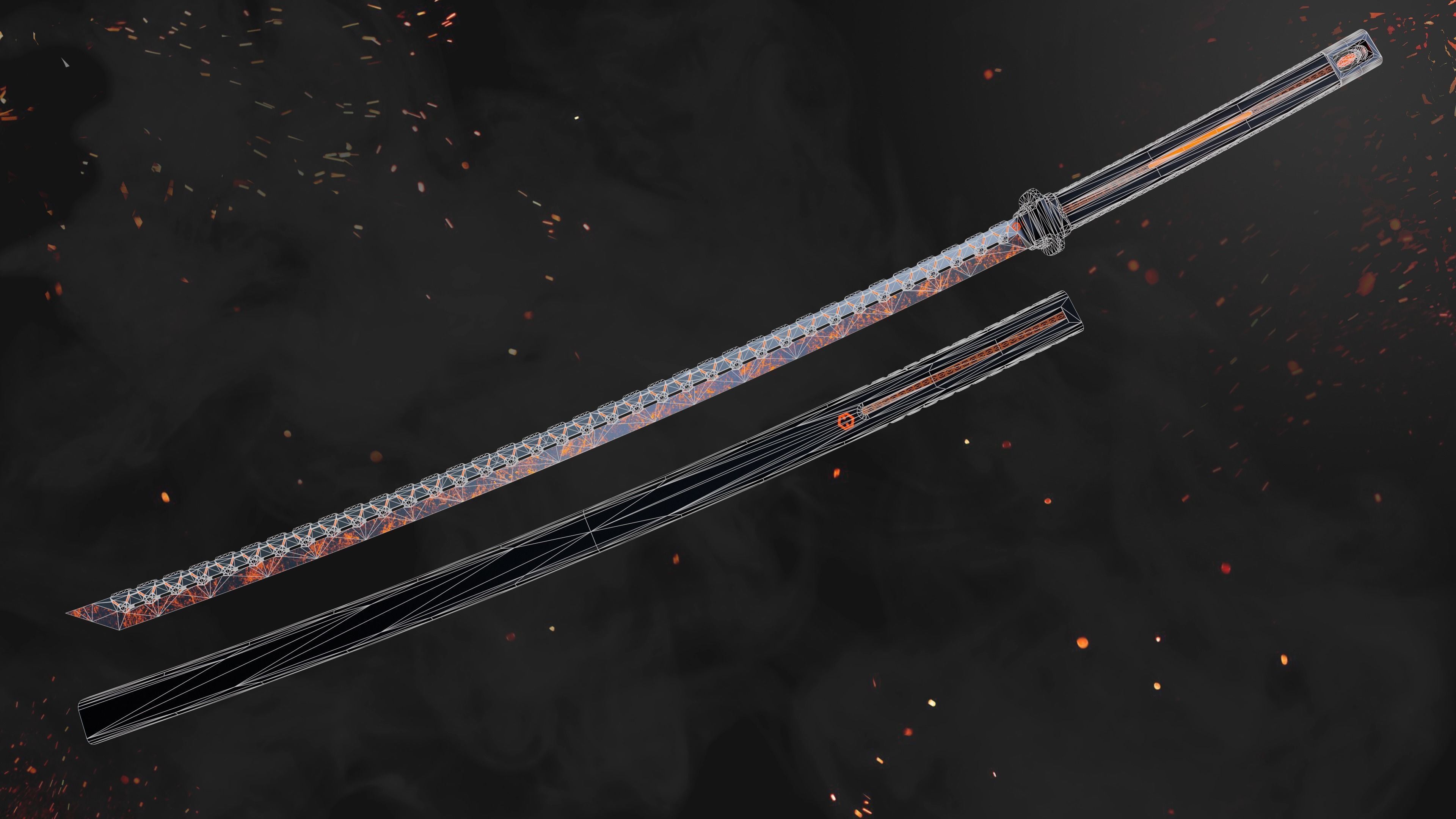 Future Sci-Fi Katana Sword Game-Ready  Low-poly 3D model_6