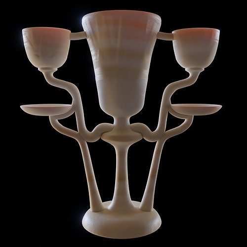 Triple lotus lamp from the tomb of Tutankhamun Low-poly 3D model