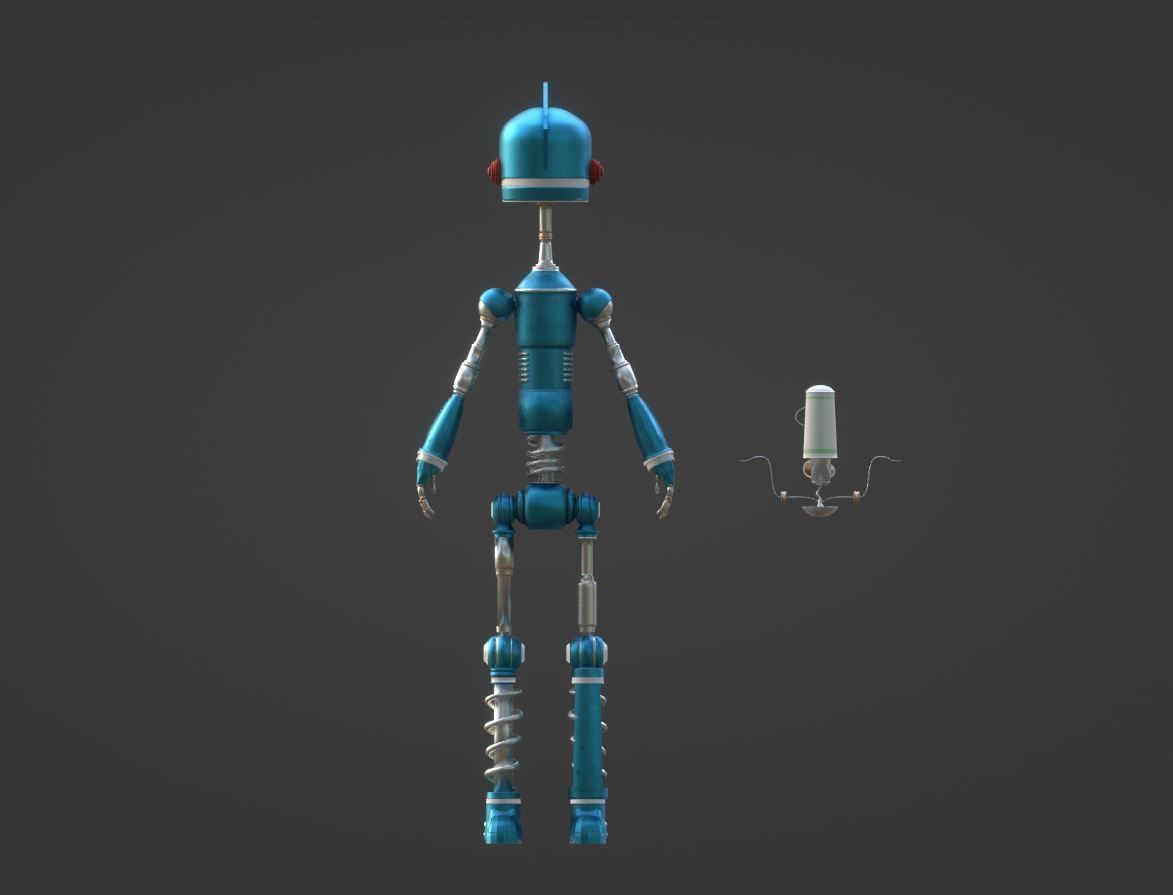 Rodney Copperbottom and wondebot robot Low Poly Low-poly 3D model_2