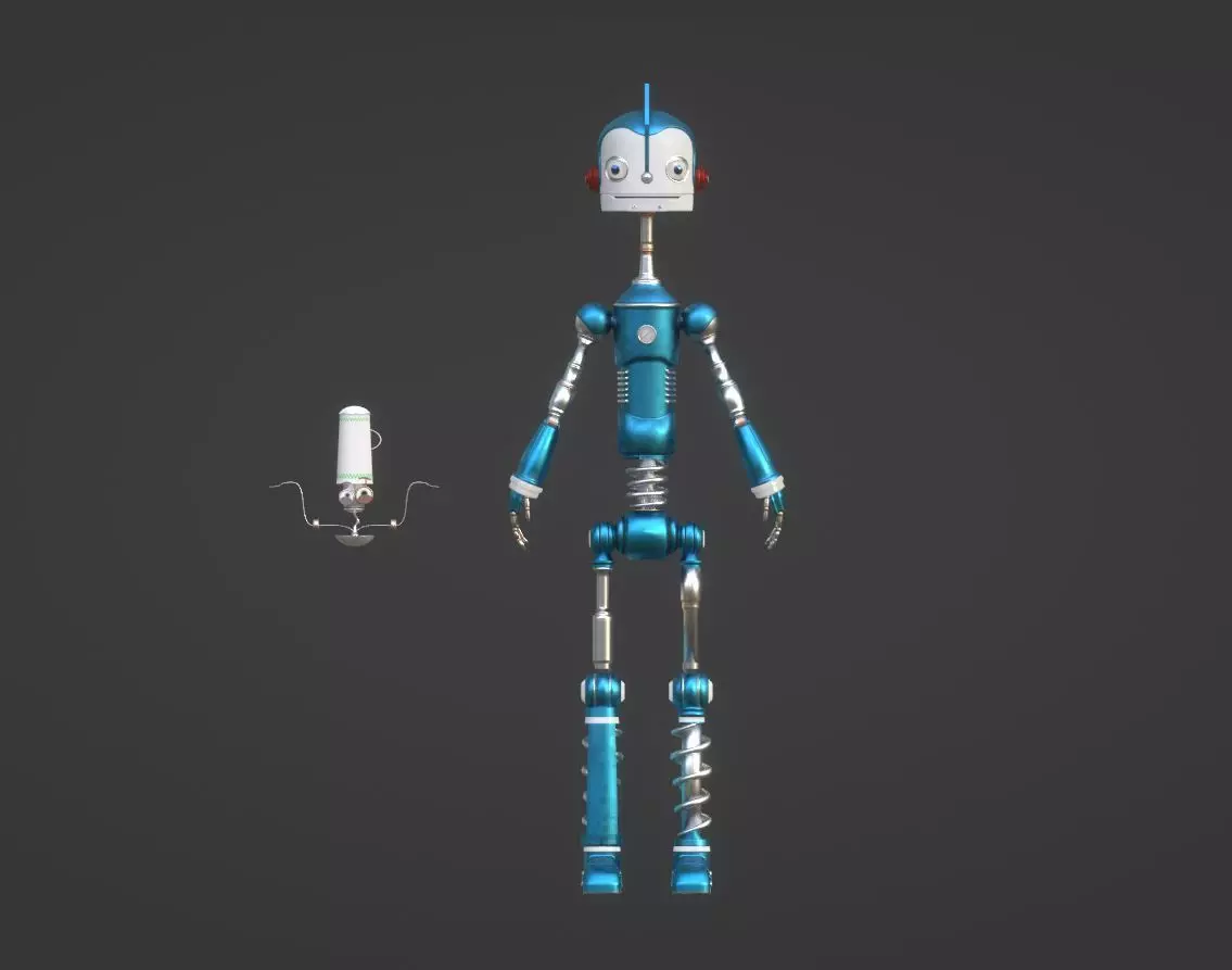 Rodney Copperbottom and wondebot robot Low Poly Low-poly 3D model_0