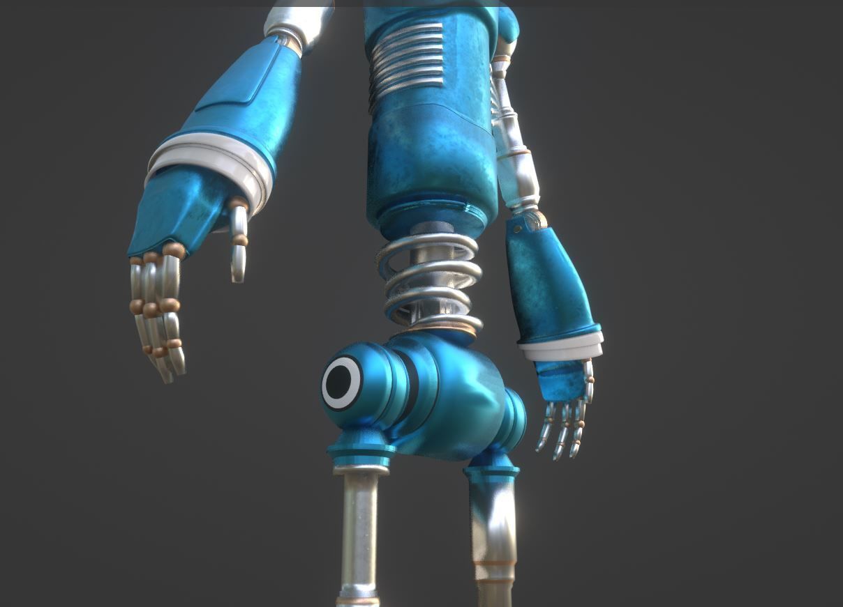 Rodney Copperbottom and wondebot robot Low Poly Low-poly 3D model_3