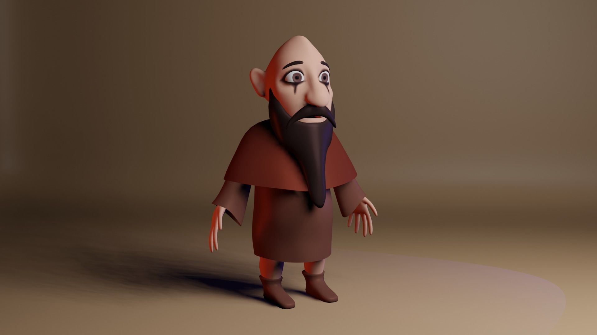 Character cartoon with beard Low-poly 3D model_3