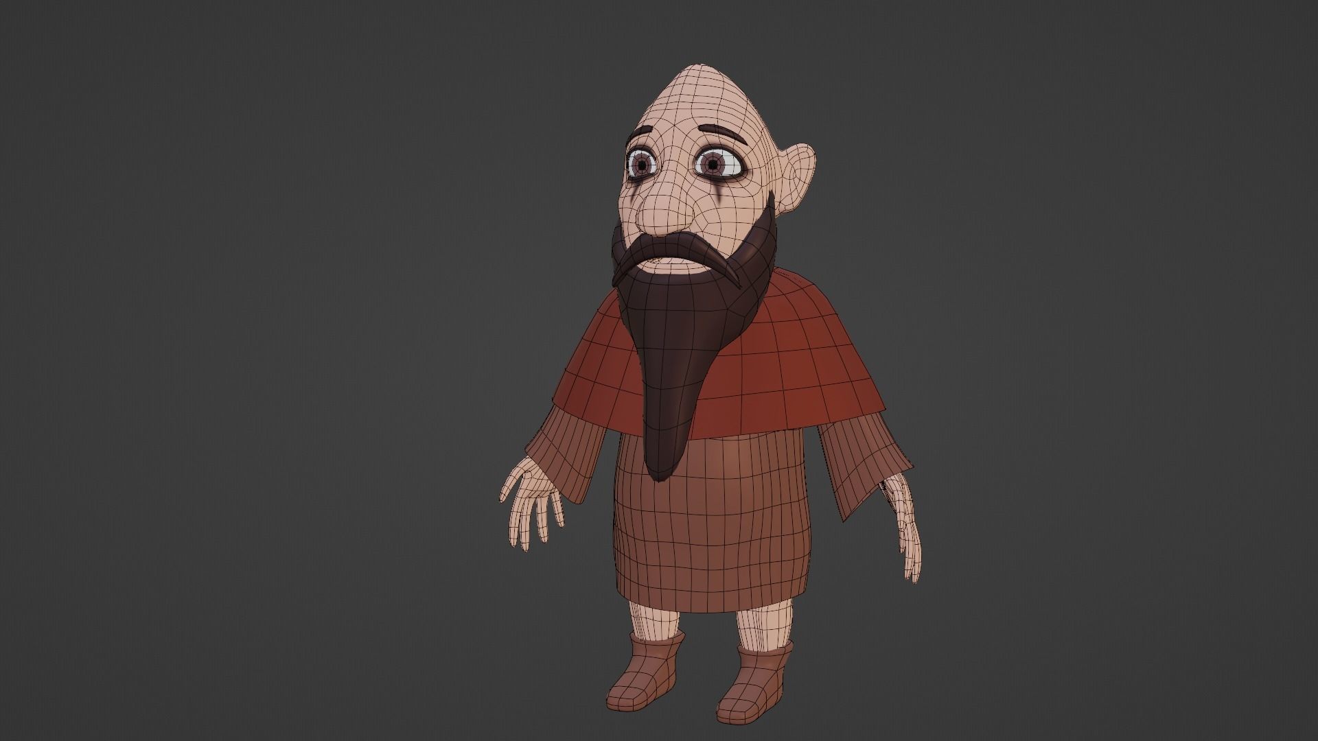 Character cartoon with beard Low-poly 3D model_7