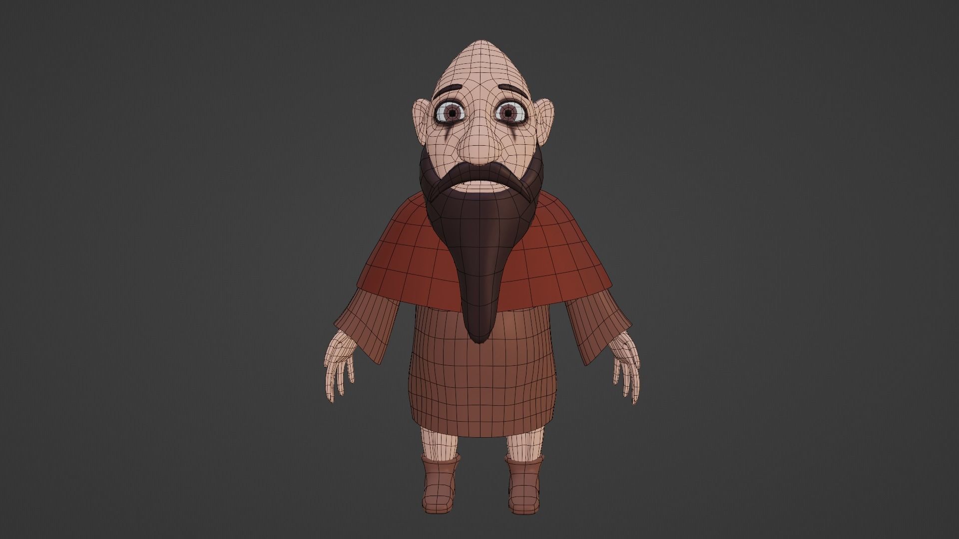 Character cartoon with beard Low-poly 3D model_8