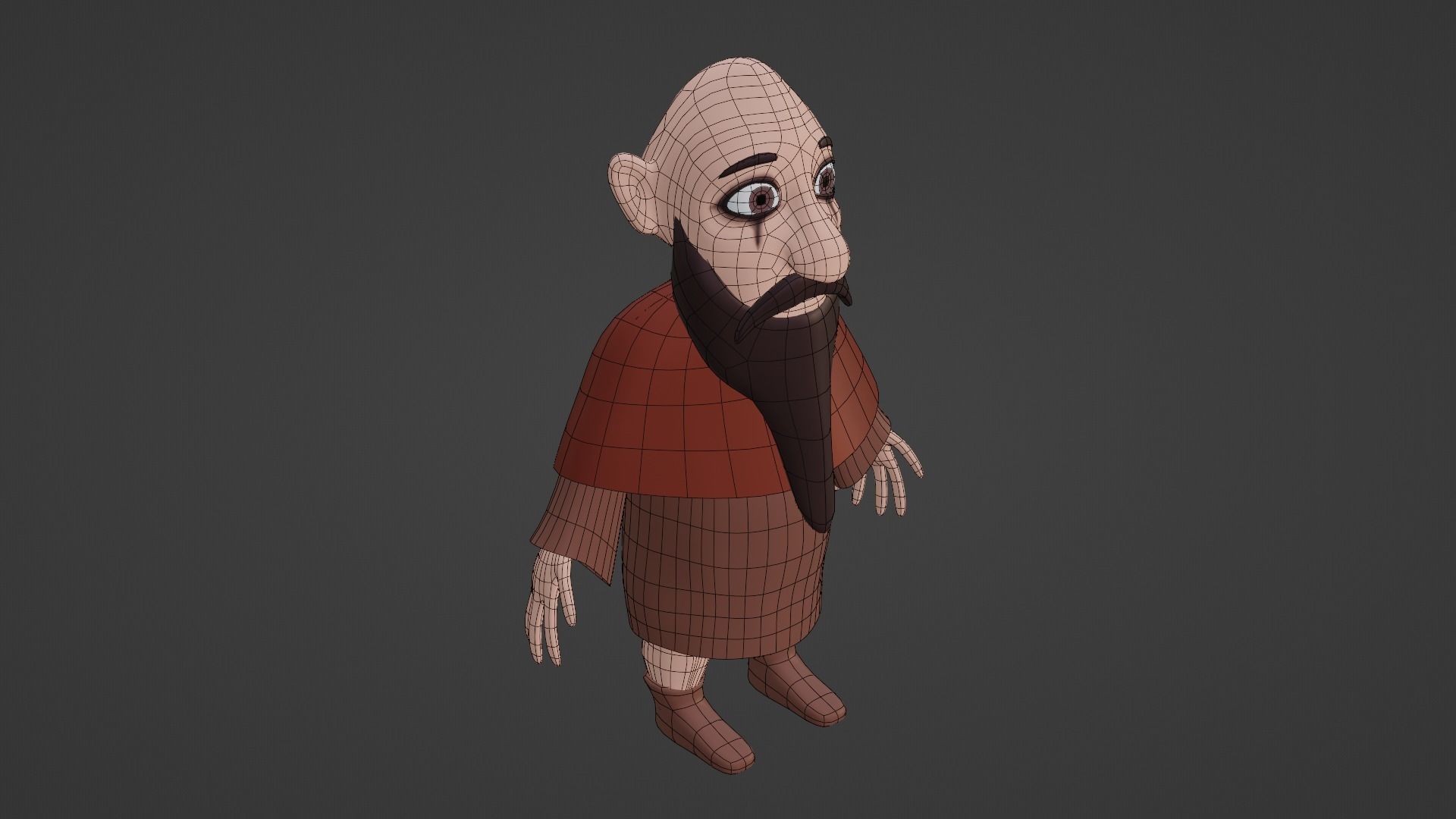 Character cartoon with beard Low-poly 3D model_10