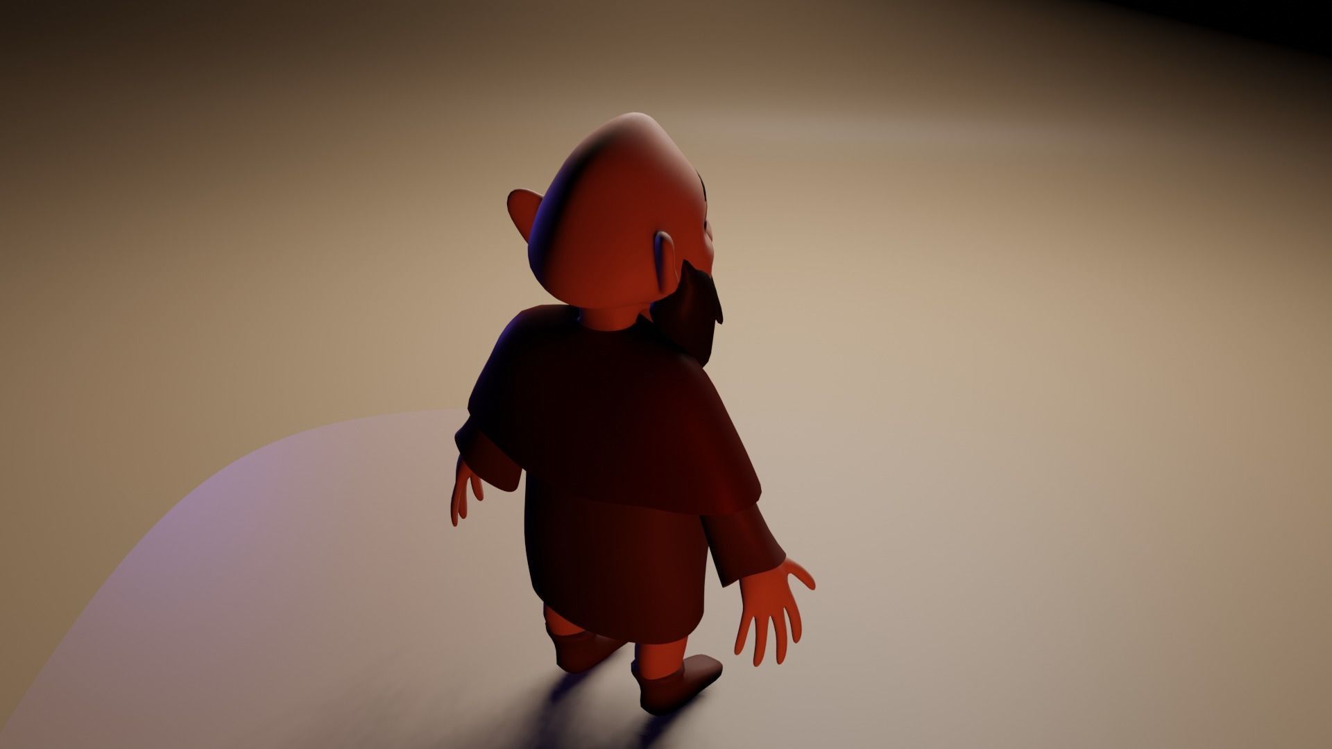 Character cartoon with beard Low-poly 3D model_4