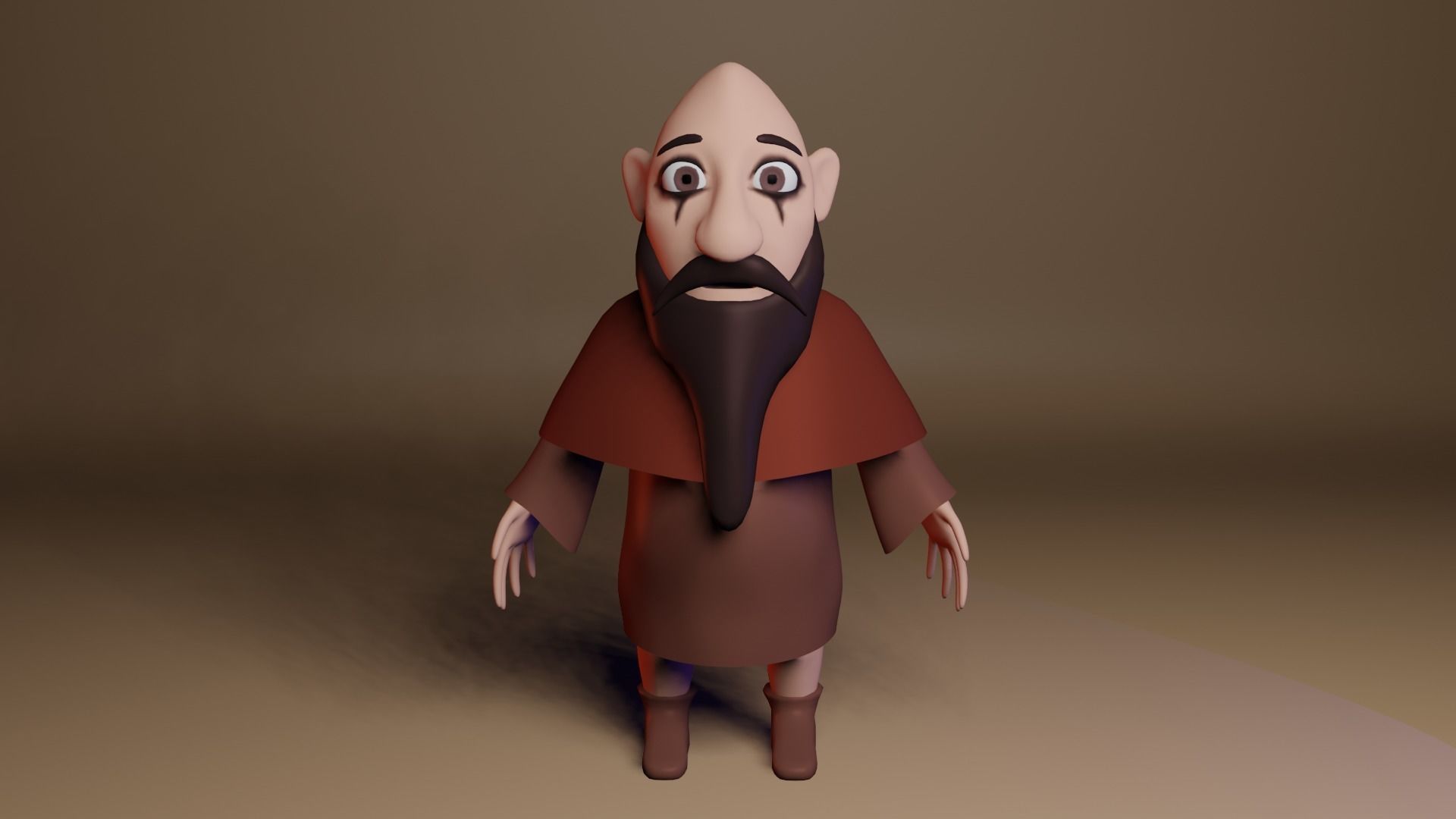 Character cartoon with beard Low-poly 3D model_2