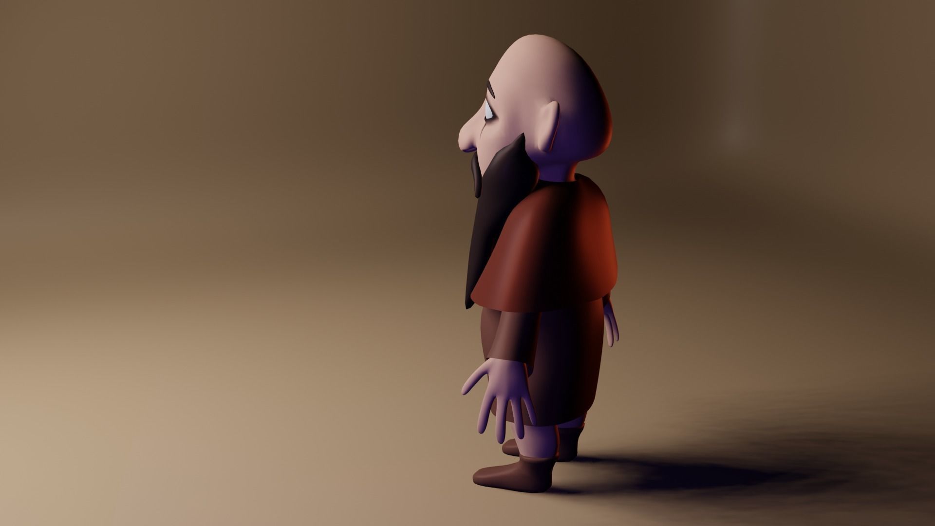 Character cartoon with beard Low-poly 3D model_5