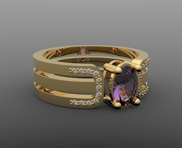 ring with gems Free 3D print model