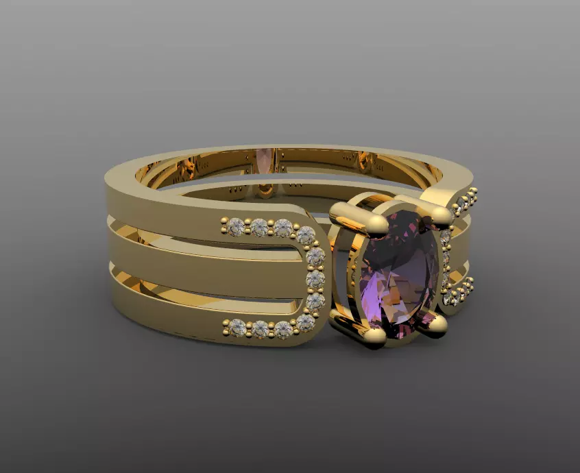 ring with gems Free 3D print model