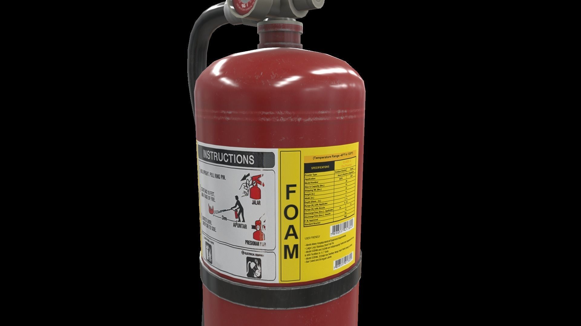 Fire Extinguisher Foam Low-poly 3D model_9