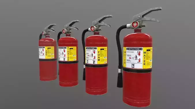 Fire Extinguisher ABG  Carbon Foam  Water Low-poly 3D model
