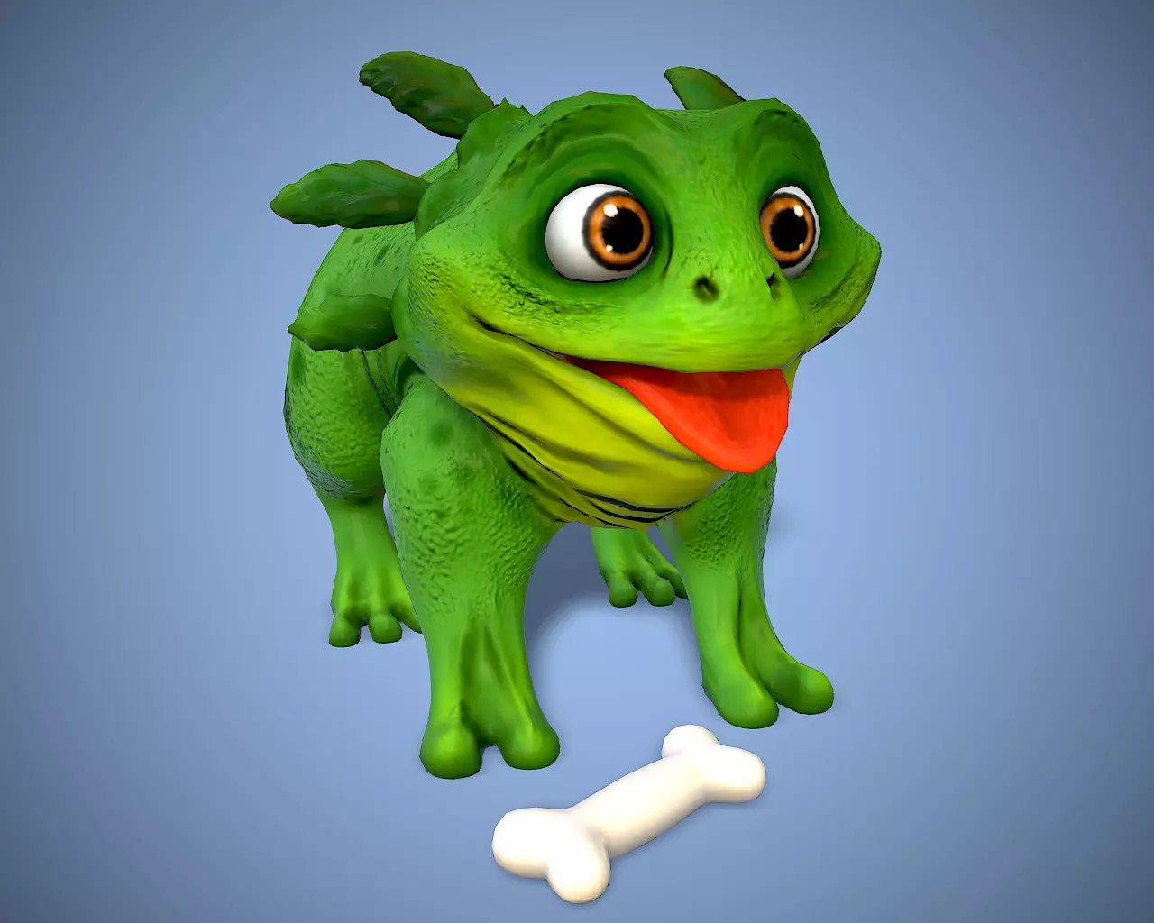 cartoon dino dog Low-poly 3D model_0