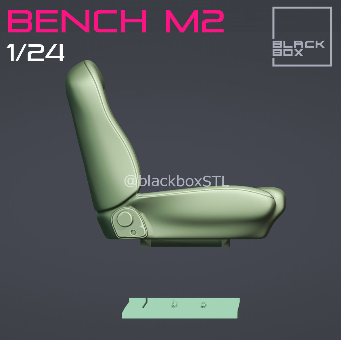 PICK UP TRUCK BENCH M2 Stripes FOR DIECAST AND MODELKITS 1-24th 3D print model_5