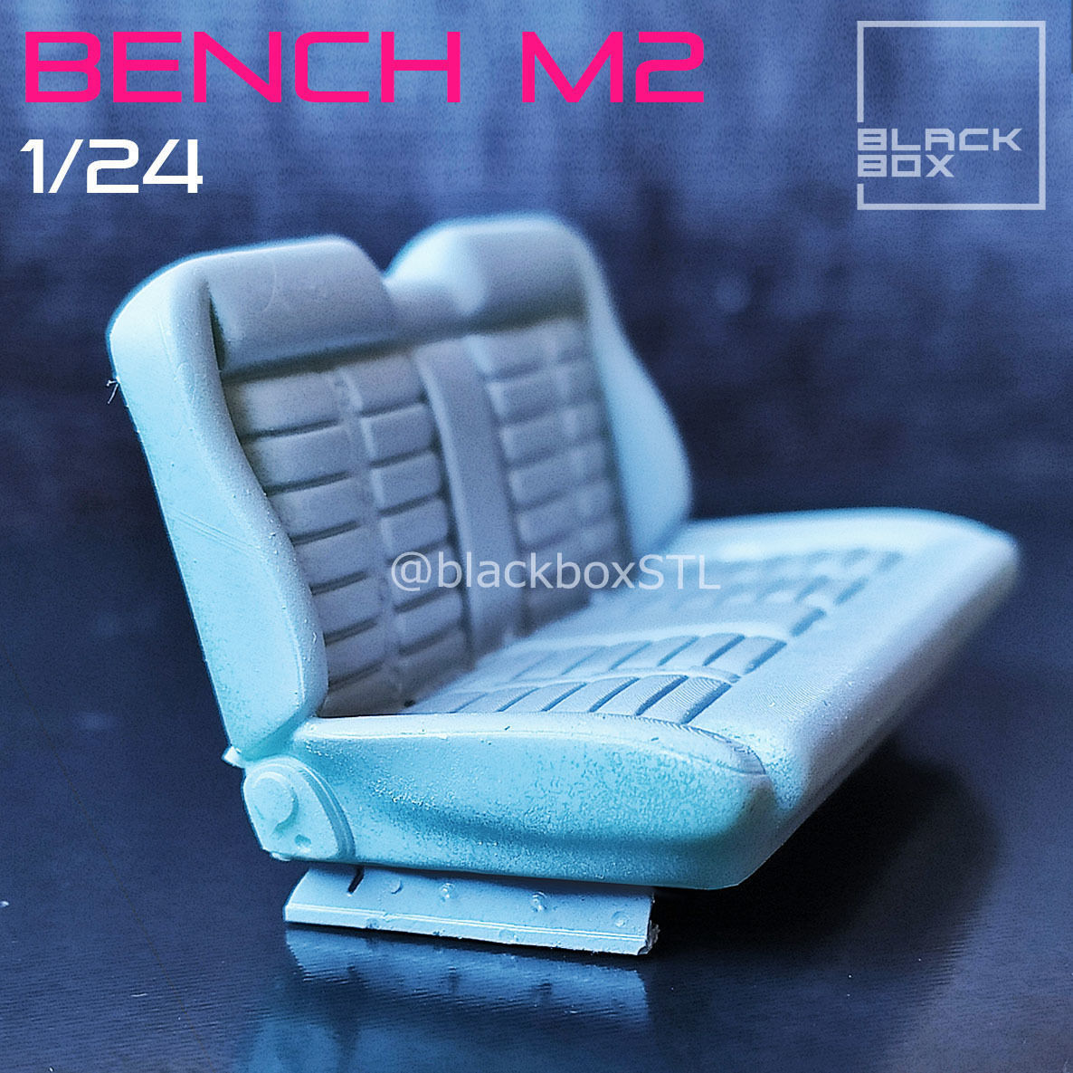 PICK UP TRUCK BENCH M2 Stripes FOR DIECAST AND MODELKITS 1-24th 3D print model_2