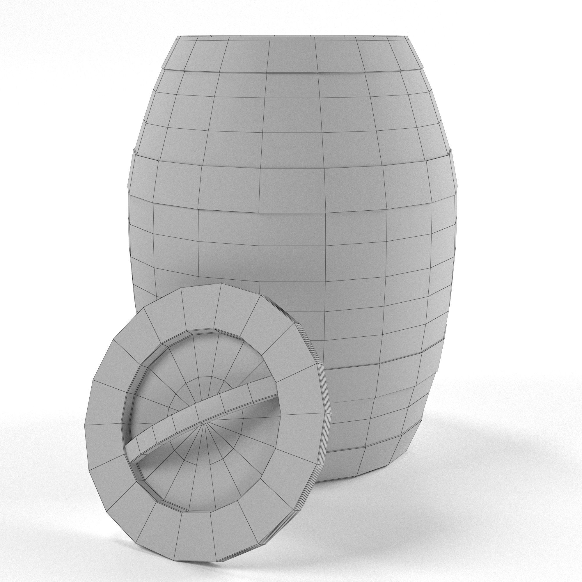 Whiskey Wine Barrel Low-poly 3D model_1