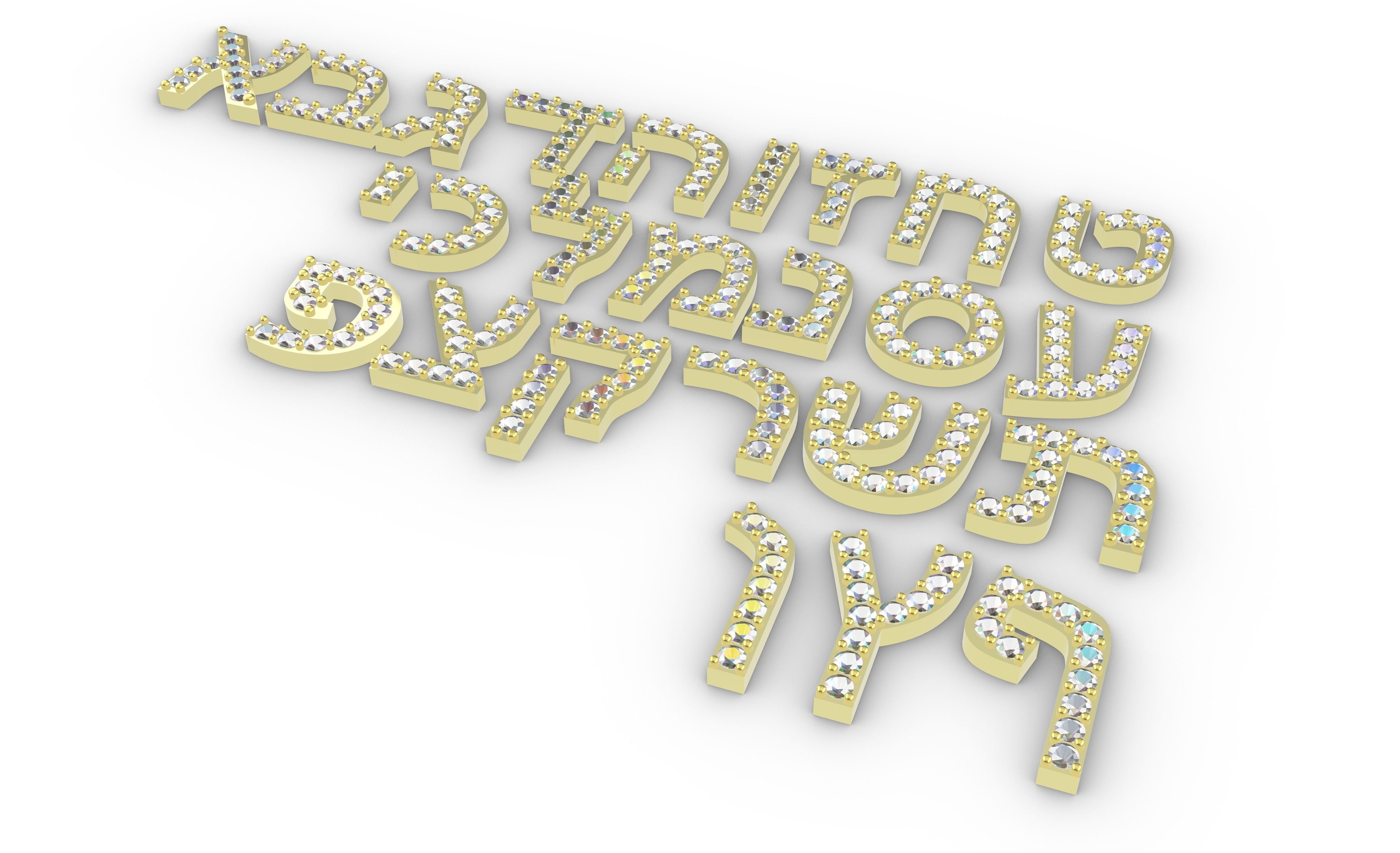 Hebrew Alphabets  3D print model_1