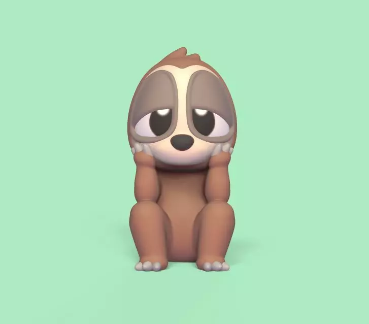 Thoughtful Sloth 3D print model_0