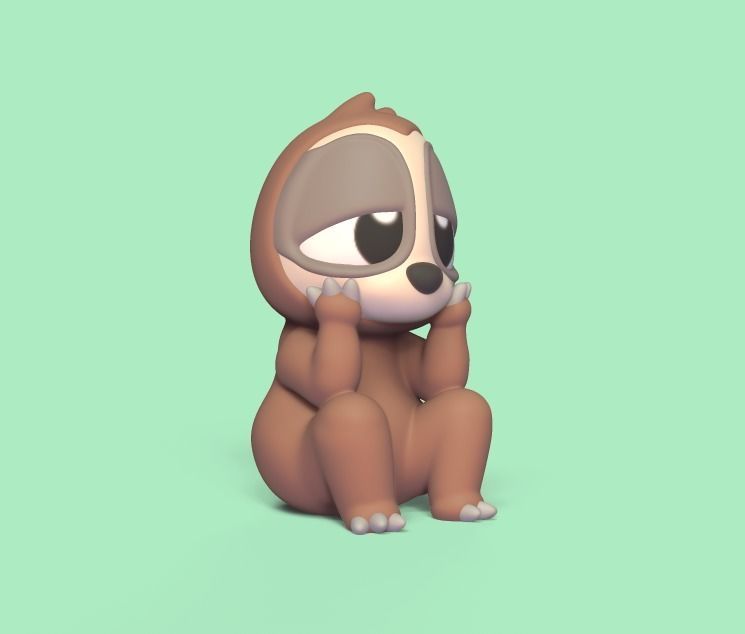 Thoughtful Sloth 3D print model_1