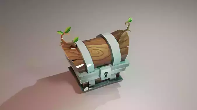LowPoly Old chest model 2 3D model