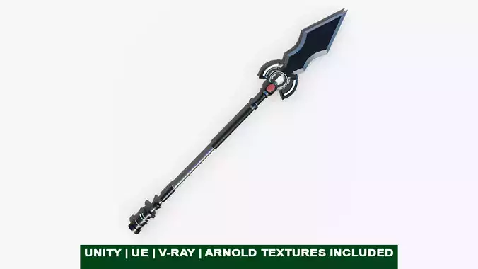 3D Fantasy Spear 07 Glow Game-Ready PBR Textures Included Low-poly 3D model