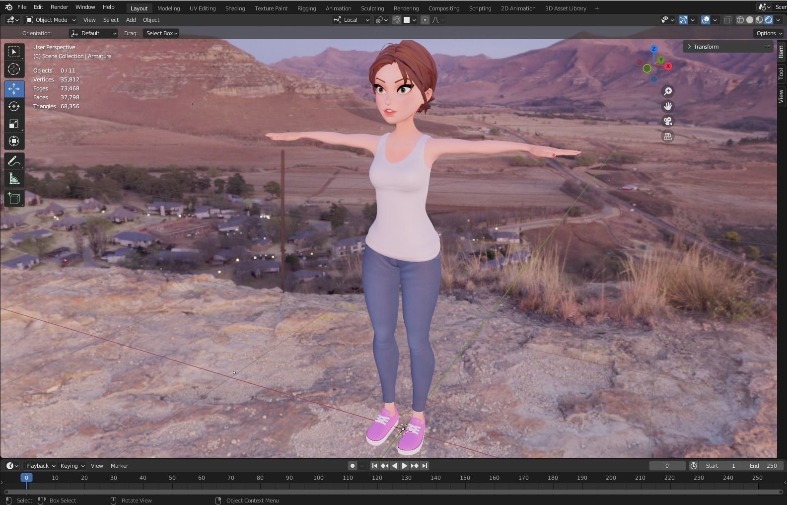 Stylized Girl Game ready rigged and animated Low-poly 3D model_3