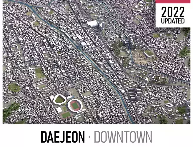 Daejeon Low-poly 3D model