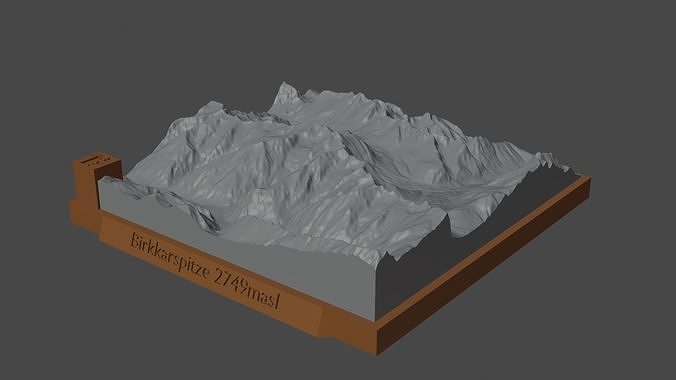 Birkkarspitze mountain 3D print model