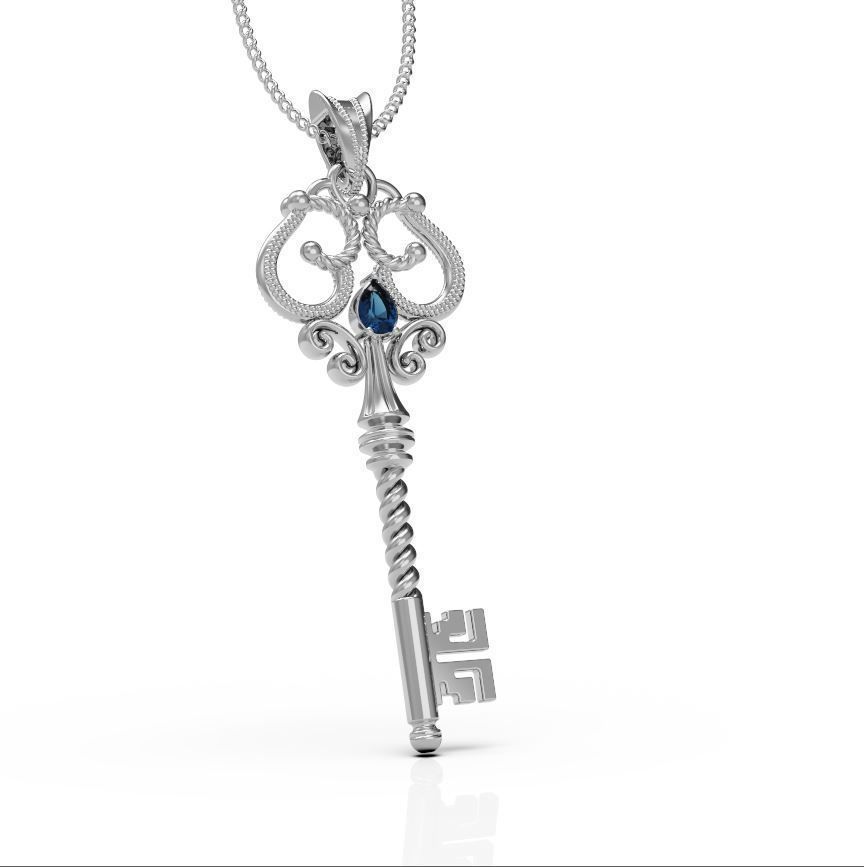 Key necklace 3D print model_3