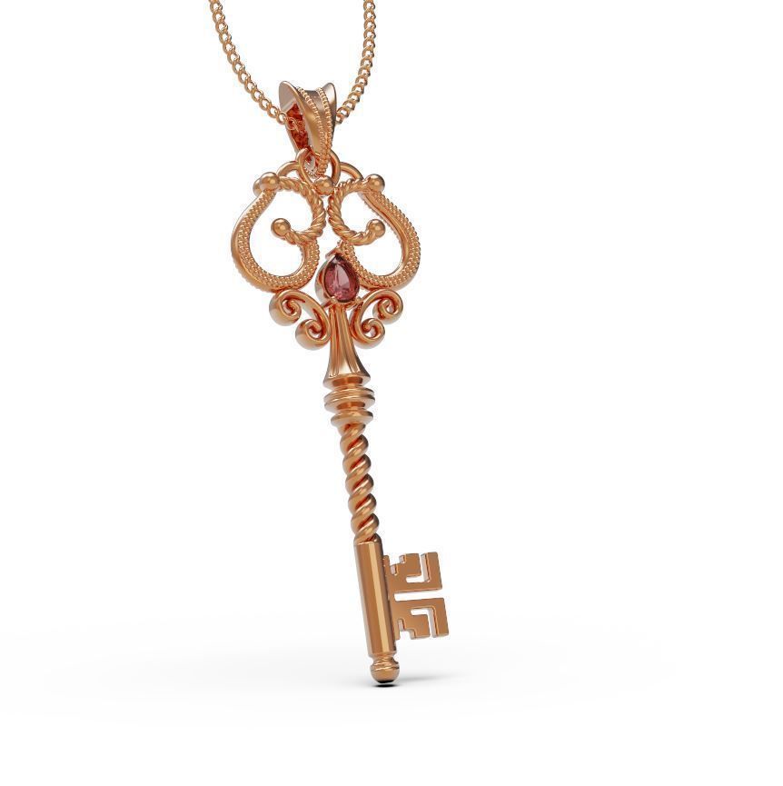 Key necklace 3D print model_2