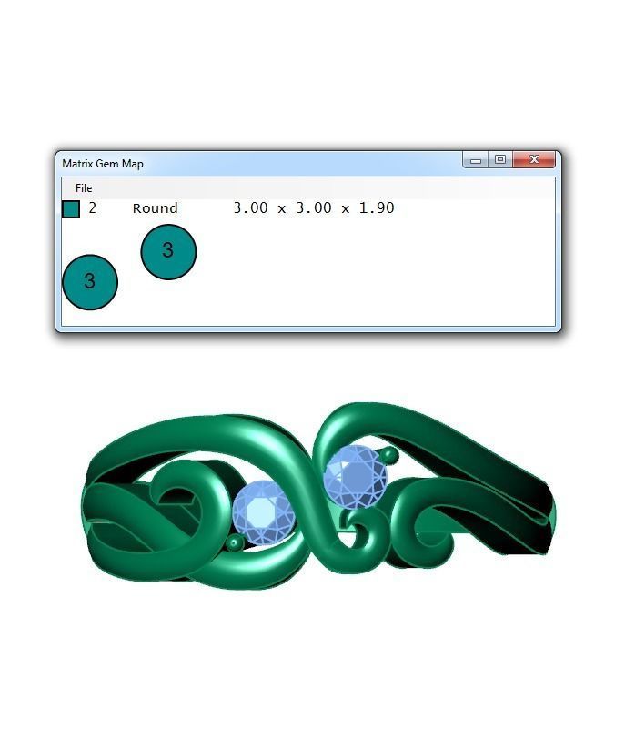 Ring260 two diamond swirl ring gold 3D print model_6