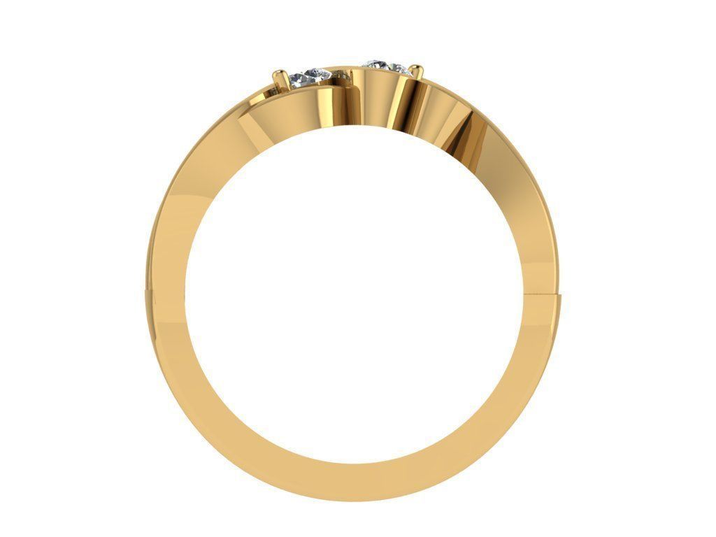 Ring260 two diamond swirl ring gold 3D print model_2