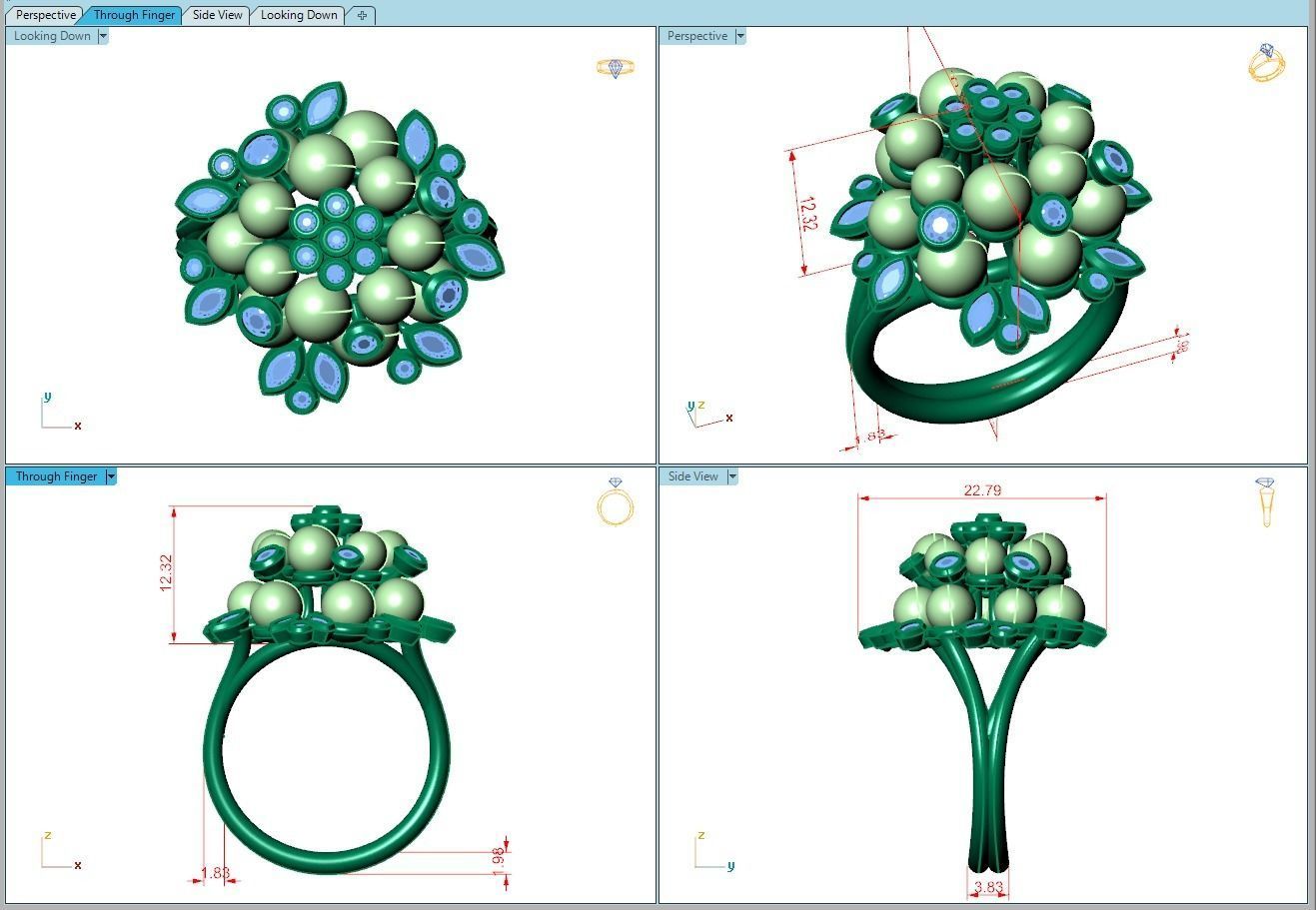 Ring261 ring with pearls and diamonds 3D print model_5