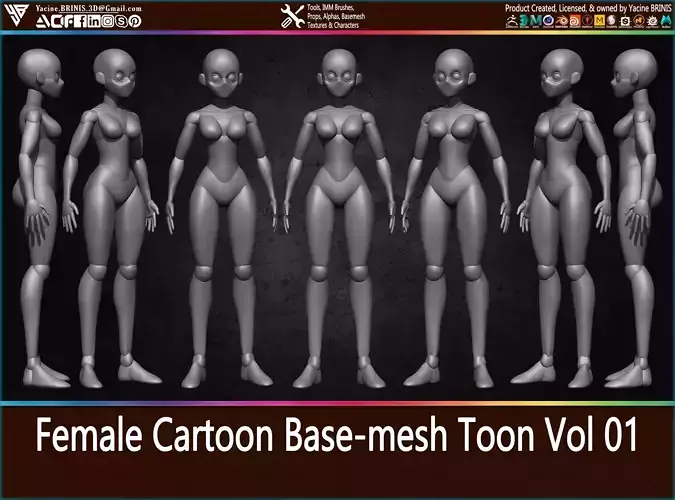 Female Cartoon Base-mesh Toon Vol 01