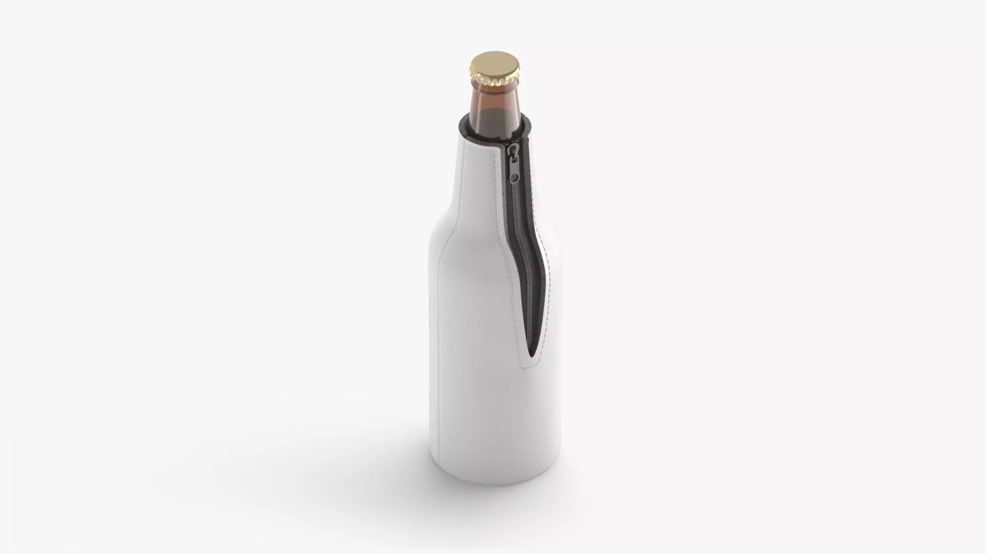 White Bottle Coozie with zip Low-poly 3D model