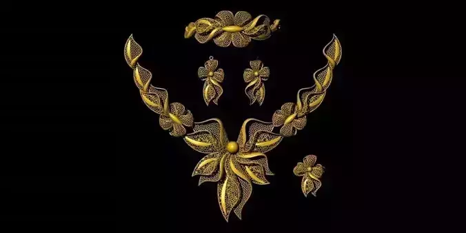 FULL SET gold necklace and earrings