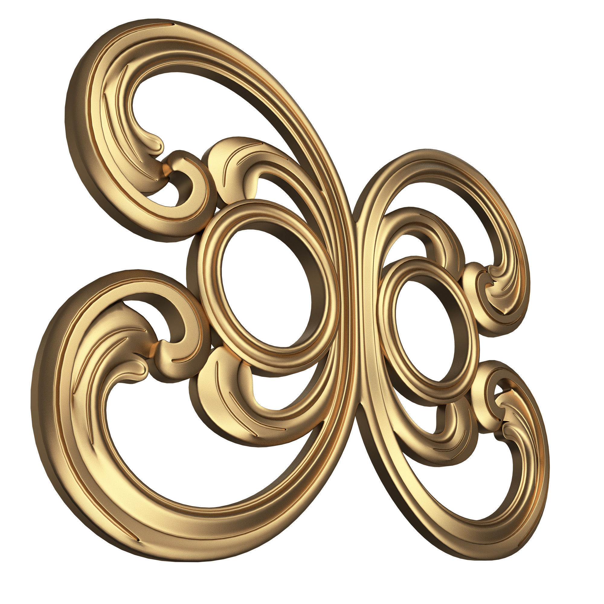 Carved Door Handle Decor 01 Low-poly 3D model_3