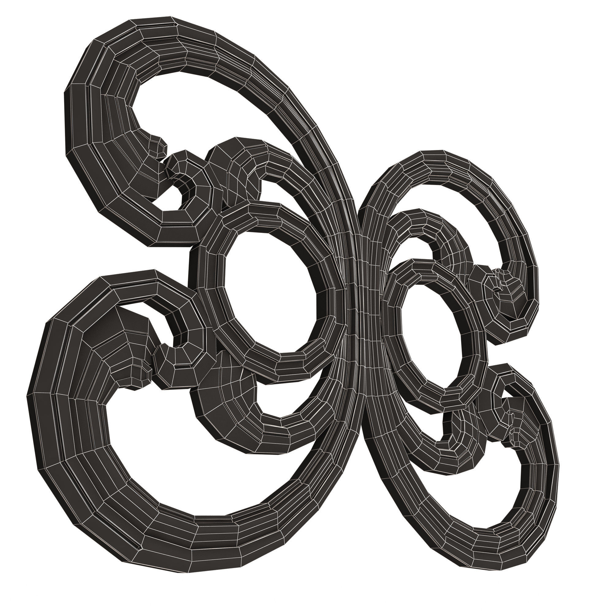 Carved Door Handle Decor 01 Low-poly 3D model_12