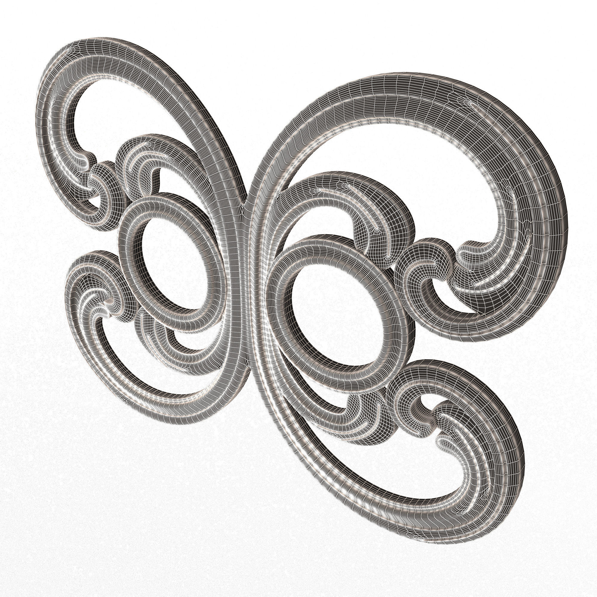 Carved Door Handle Decor 01 Low-poly 3D model_10