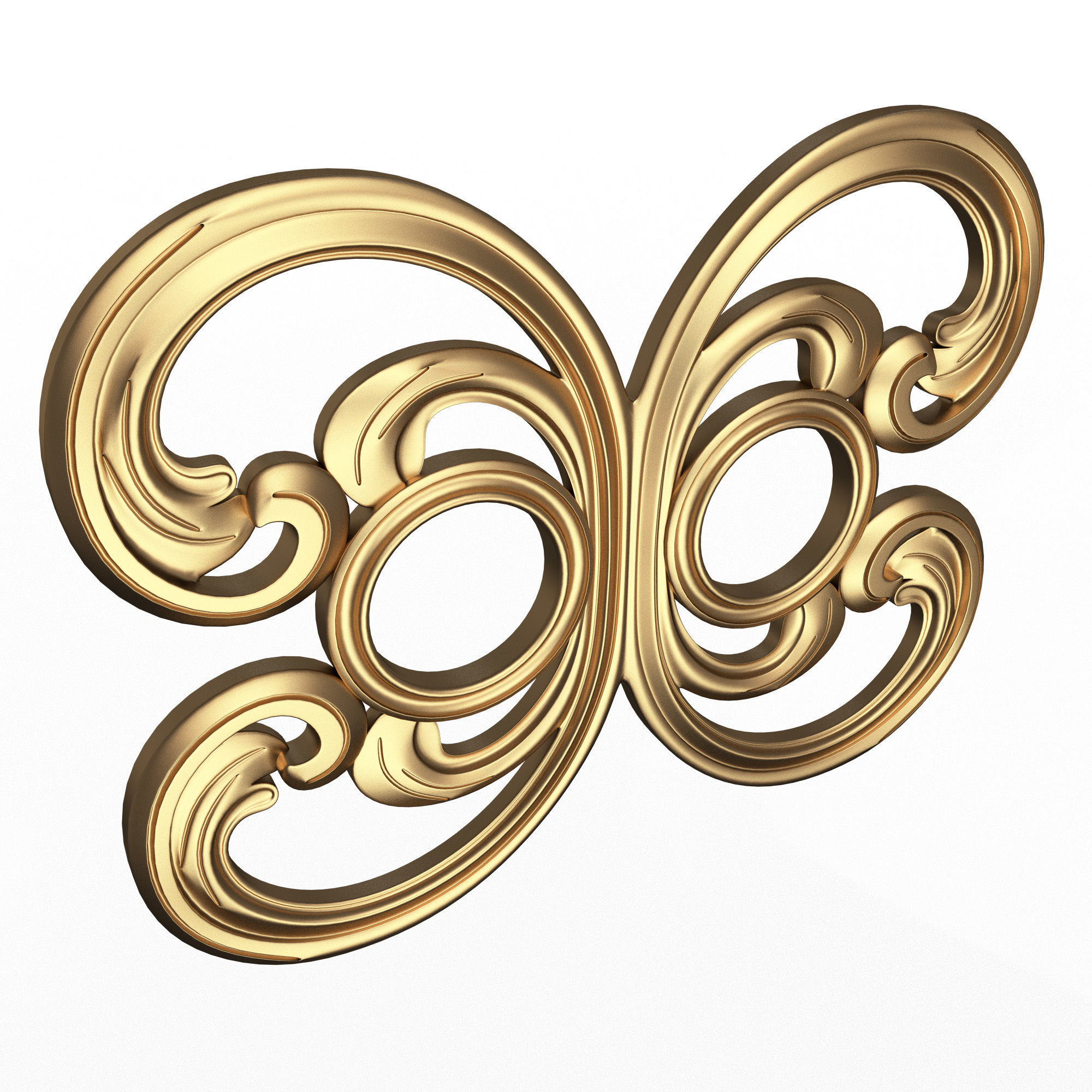 Carved Door Handle Decor 01 Low-poly 3D model_4