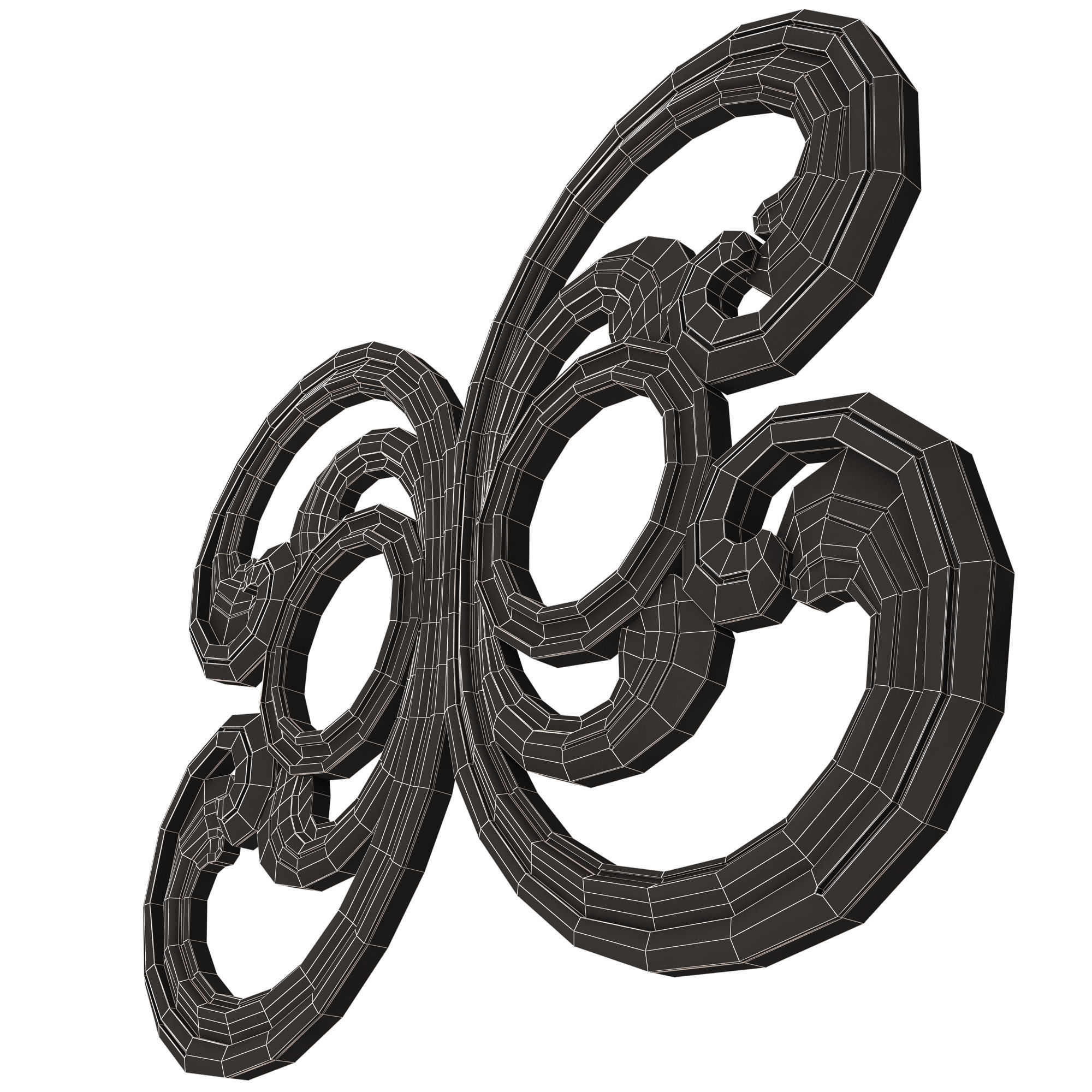 Carved Door Handle Decor 01 Low-poly 3D model_14