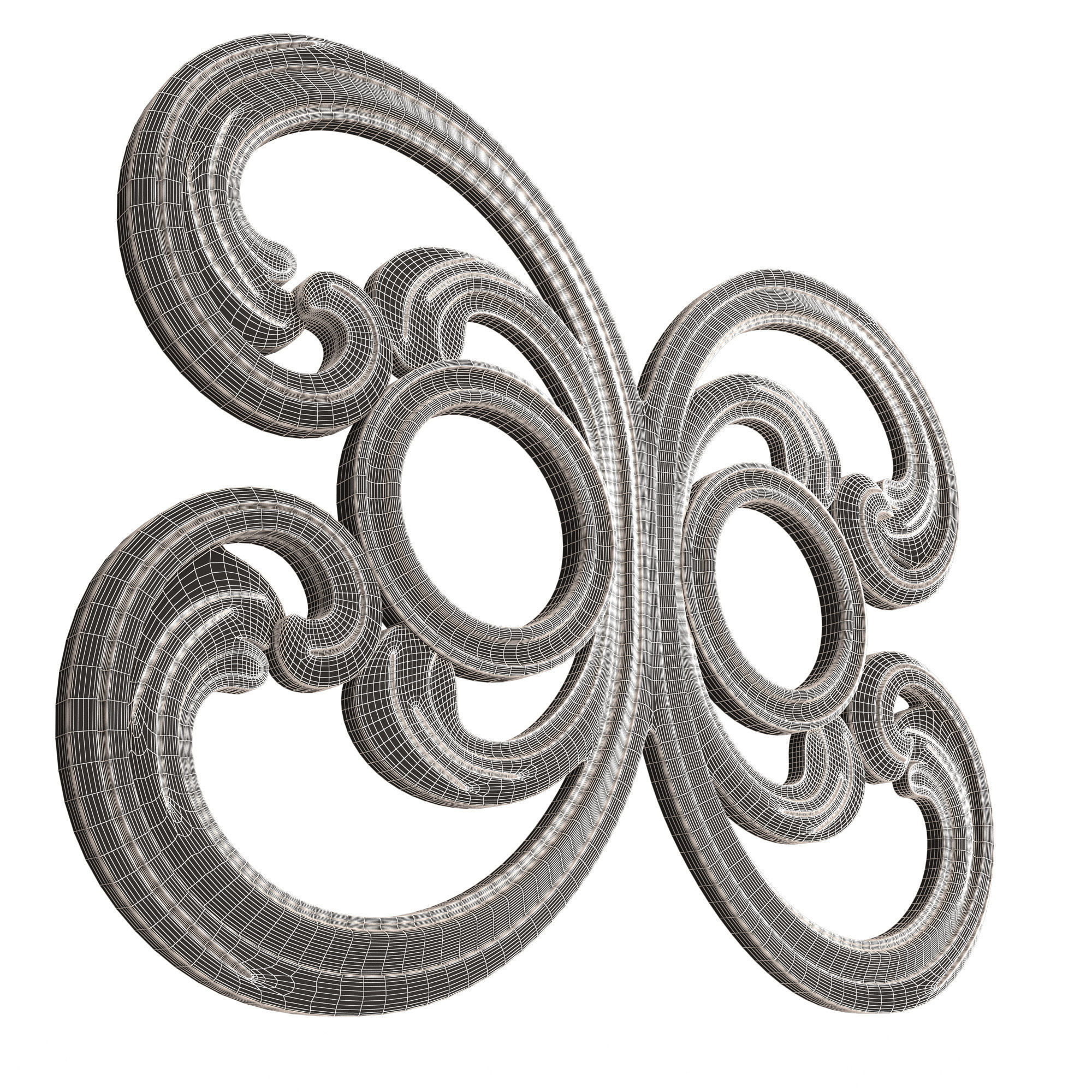 Carved Door Handle Decor 01 Low-poly 3D model_13