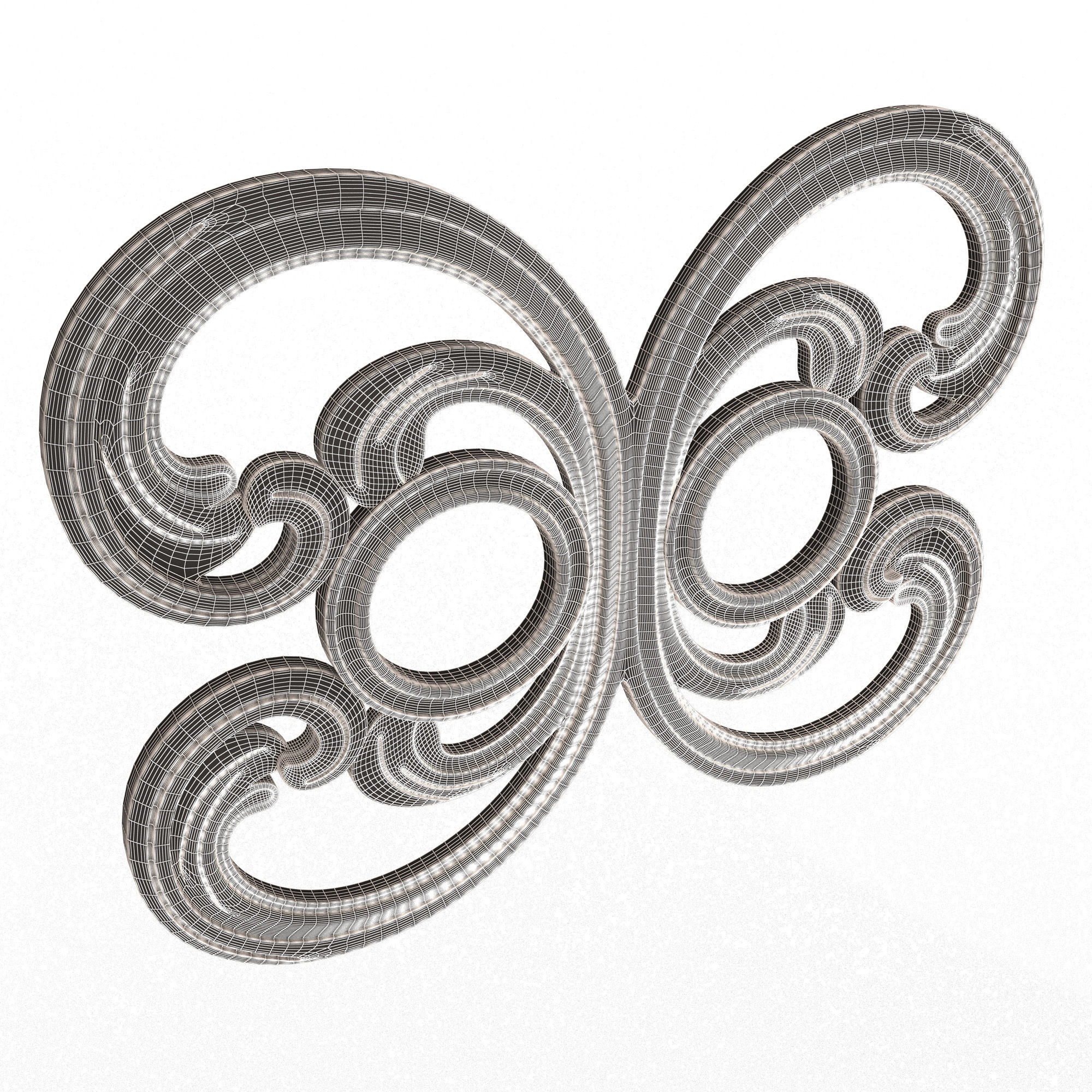 Carved Door Handle Decor 01 Low-poly 3D model_6