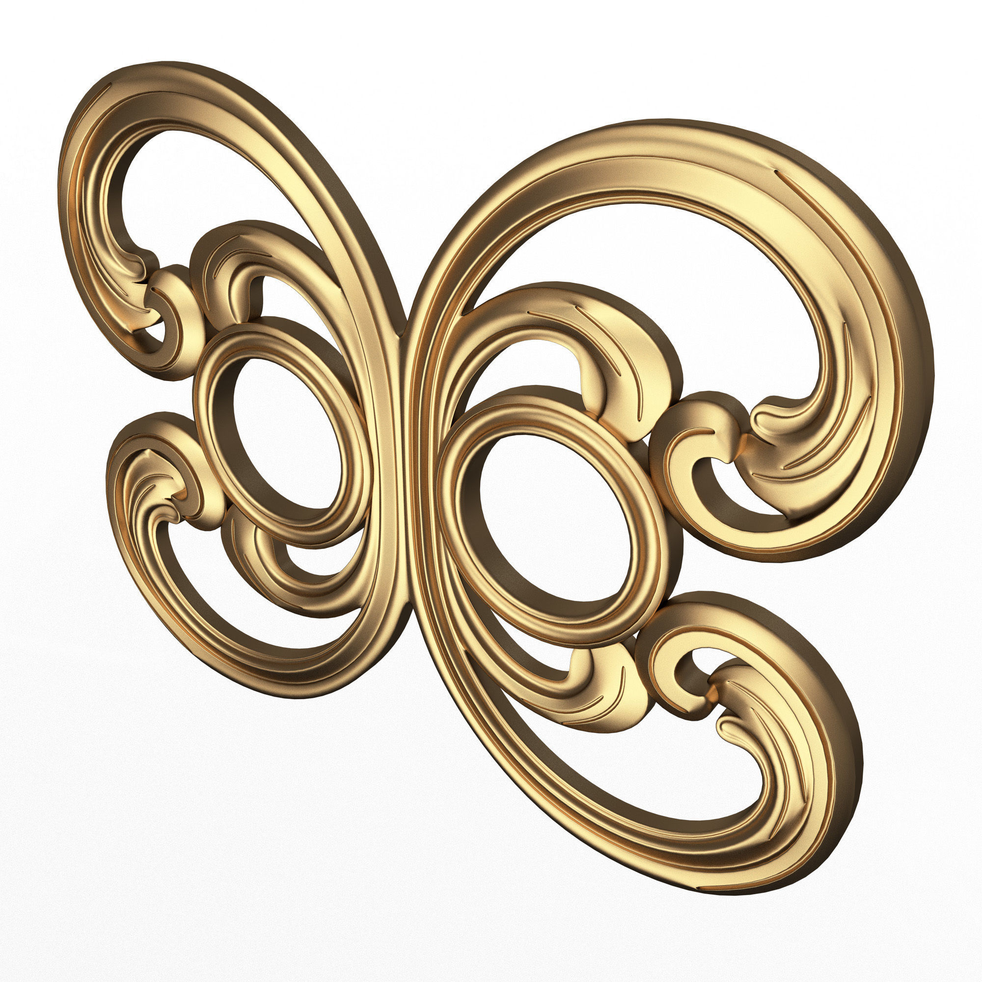 Carved Door Handle Decor 01 Low-poly 3D model_2