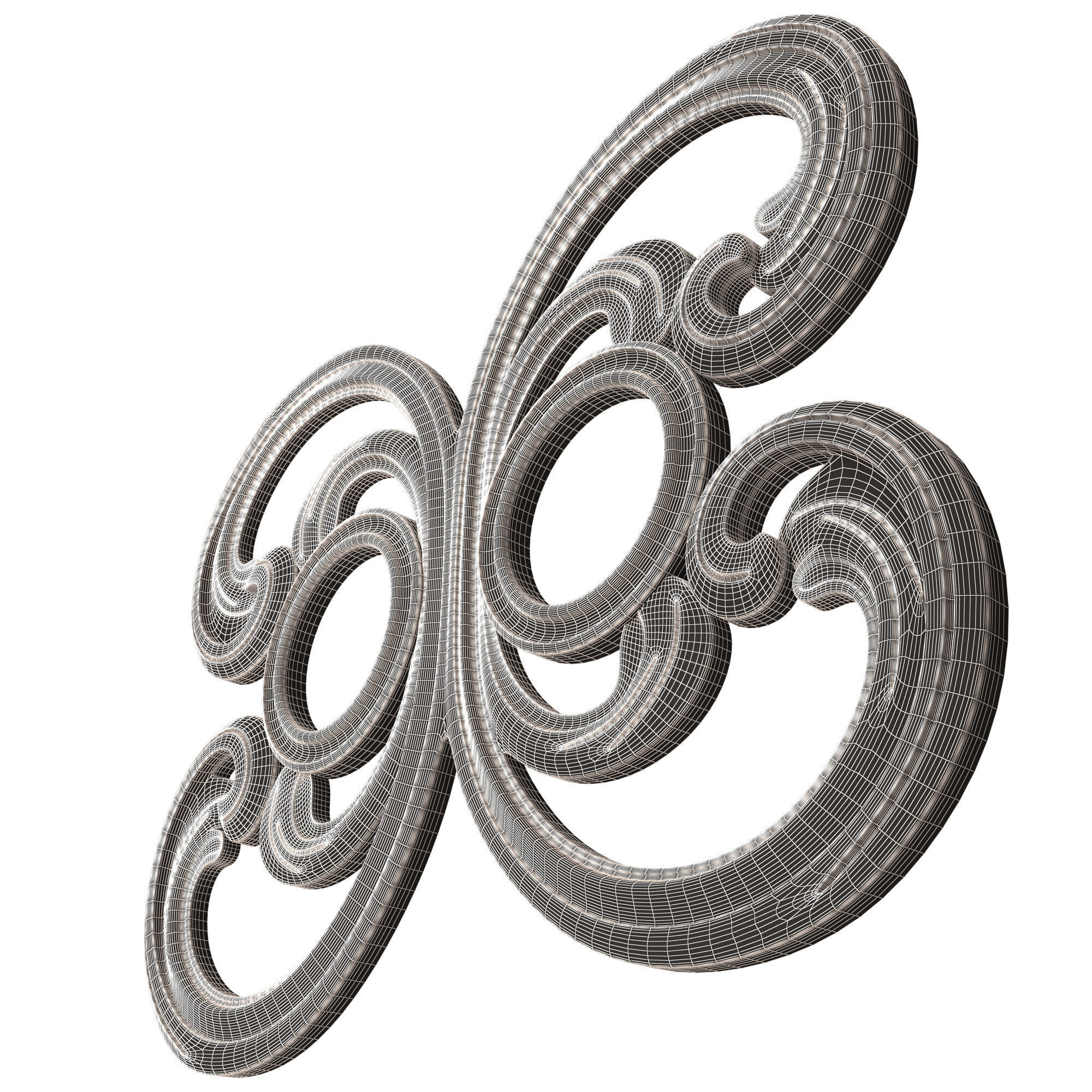 Carved Door Handle Decor 01 Low-poly 3D model_7