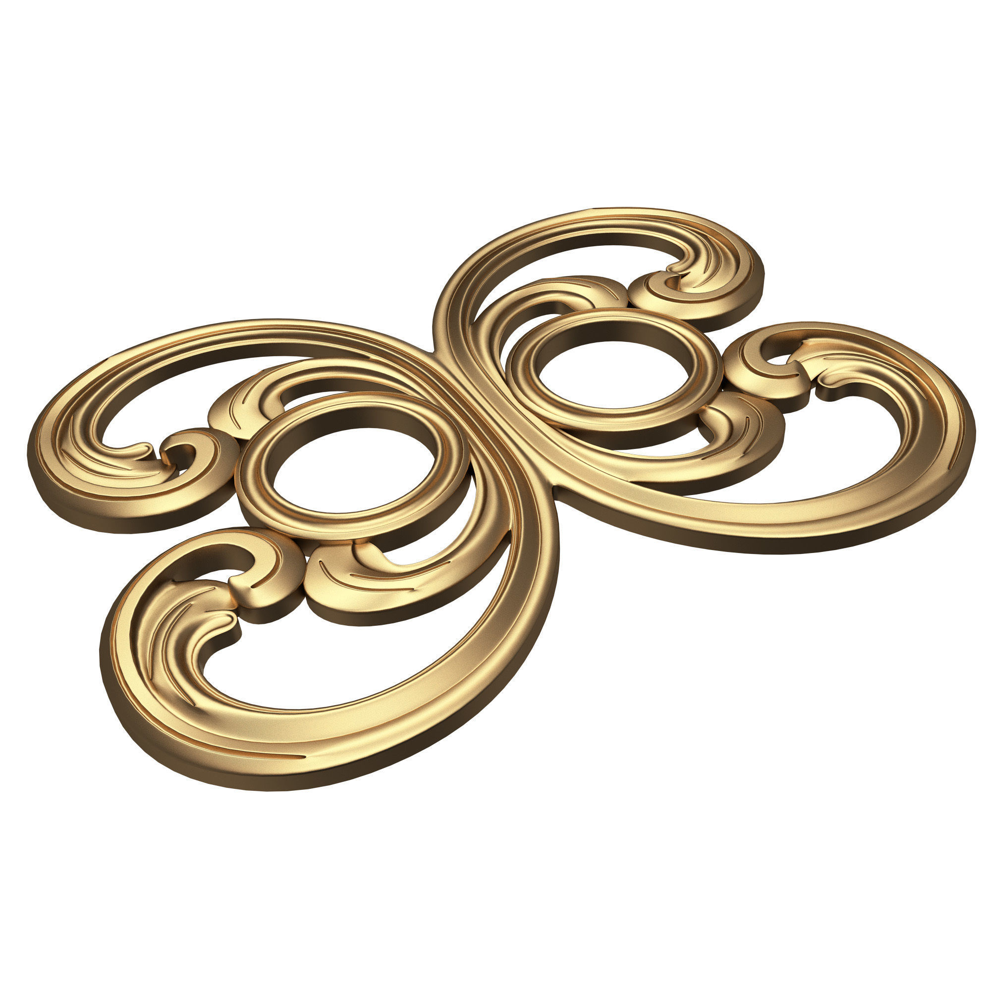 Carved Door Handle Decor 01 Low-poly 3D model_1