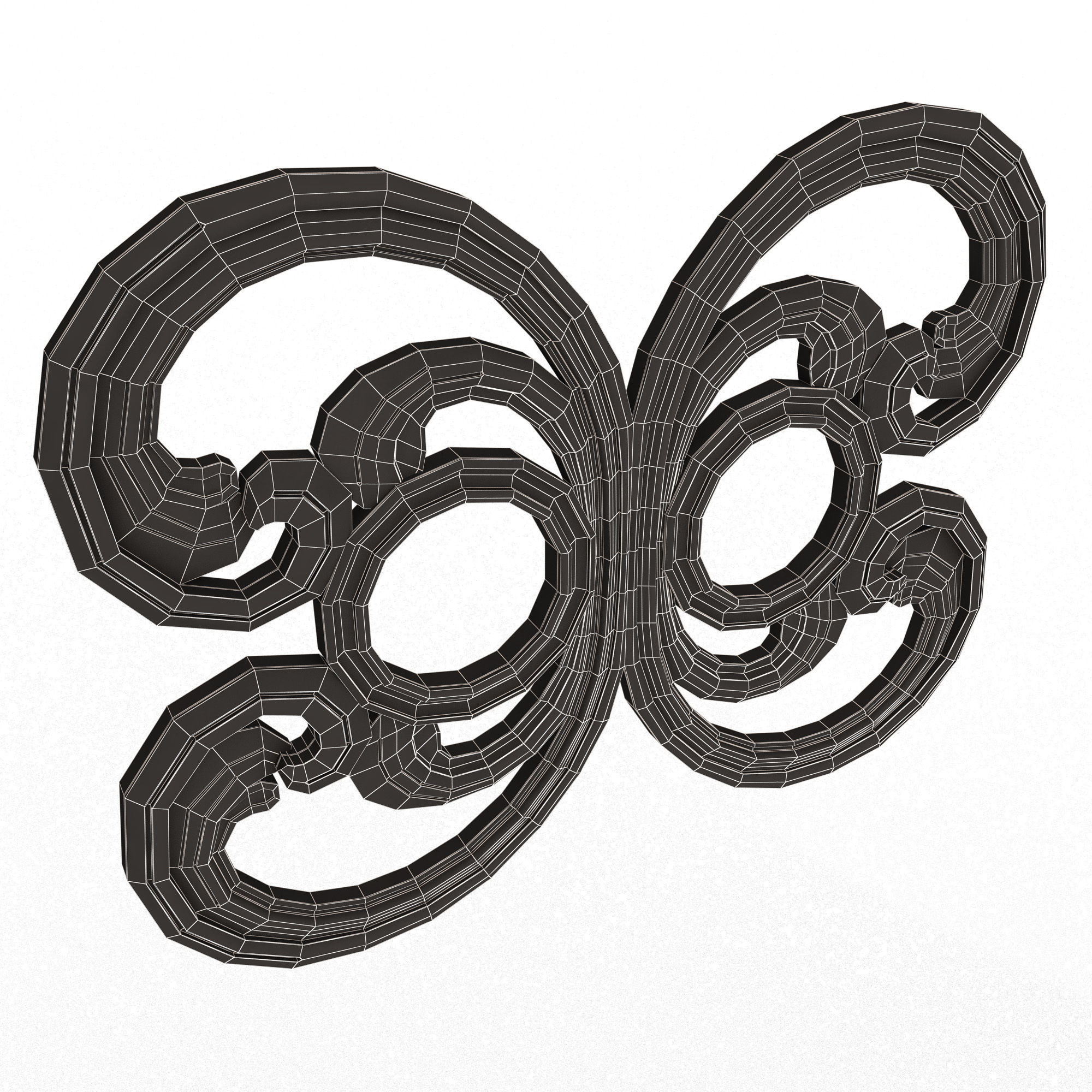 Carved Door Handle Decor 01 Low-poly 3D model_16