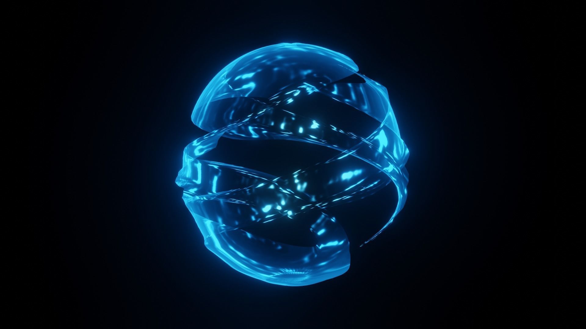 Blue energy sphere bundle with animation Low-poly 3D model_4