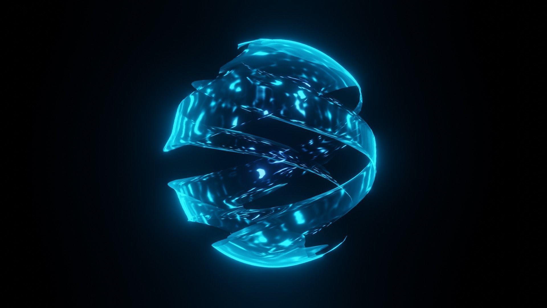 Blue energy sphere bundle with animation Low-poly 3D model_1