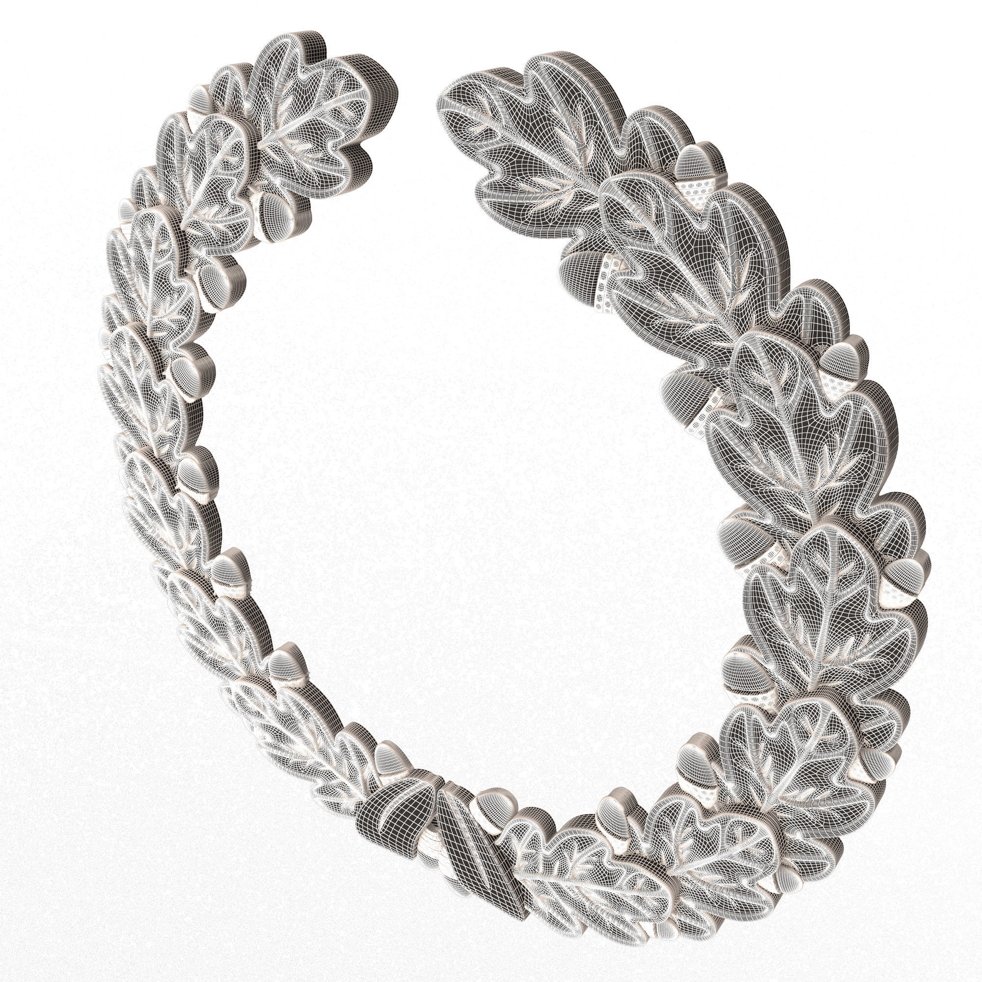 Gold Laurel Wreath 02 Low-poly 3D model_8